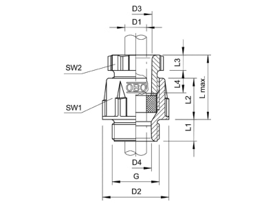 Ma�zeichnung 2 OBO 106 PG29 Konus Kbl Verschraubung Iso lgr