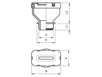 Dimensional drawing 1 OBO 106 FL 21 6 30 Cable gland   core connector
