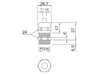 Ma�zeichnung 2 OBO V TEC PG16 MS Verschraubung