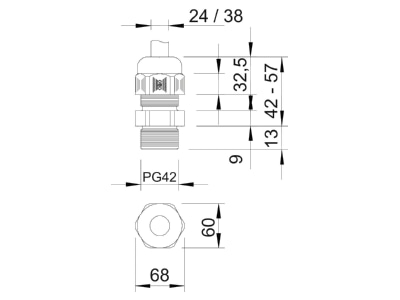 Ma�zeichnung 1 OBO V TEC PG42 LGR Verschraubung