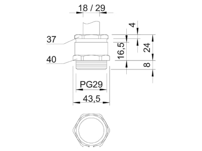 Ma�zeichnung 3 OBO 162 MS PG29 Kabelverschraubung