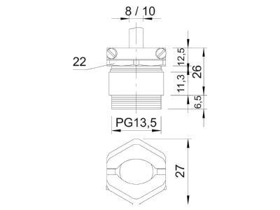 Ma�zeichnung 3 OBO 159 MS PG13 5 Kabelverschraubung