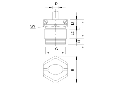 Ma�zeichnung 1 OBO 159 MS PG36 Kabelverschraubung