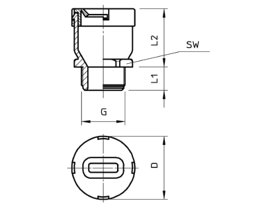 Ma�zeichnung 1 OBO 106 FL 16 8 19 Flachkabelverschraubung Iso lgr
