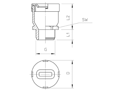 Ma�zeichnung 2 OBO 106 FL 16 8 19 Flachkabelverschraubung Iso lgr
