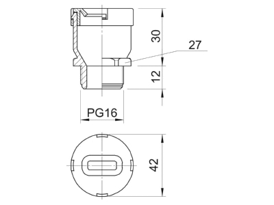 Ma�zeichnung 3 OBO 106 FL 16 8 19 Flachkabelverschraubung Iso lgr