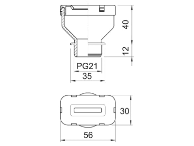 Ma�zeichnung 2 OBO 106 FL 21 14 40 Flachkabelverschraubung Iso lgr