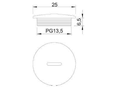 Dimensional drawing 1 OBO 108 PG13 5 Plug for cable screw gland PG13 5
