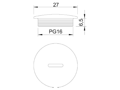 Dimensional drawing 3 OBO 108 PG16 Plug for cable screw gland PG16