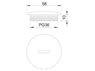 Dimensional drawing 2 OBO 108 PG36 Plug for cable screw gland PG36
