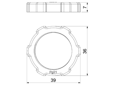 Ma�zeichnung 1 OBO 116 PG21 Gegenmutter Iso