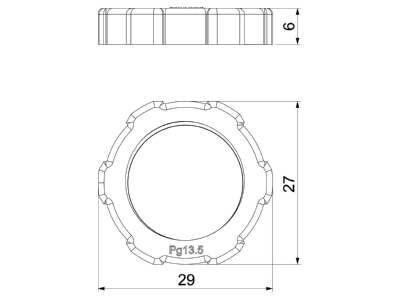 Ma�zeichnung 2 OBO 116 VDE PG13 5PA Gegenmutter Iso