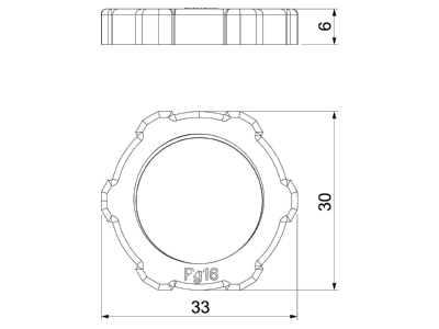 Ma�zeichnung 2 OBO 116 VDE PG16 PA Gegenmutter Iso
