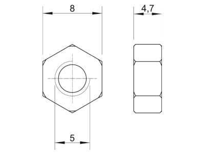 Dimensional drawing 3 OBO HN M5 G Hexagon nut M5