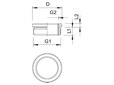 Dimensional drawing 2 OBO 167 R MS PG21 16 Adapter ring PG16   PG21 brass
