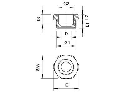 Dimensional drawing 2 OBO 107 R PG21 13 PA Adapter ring M20 4 PG13 5   M28 3   PG21
