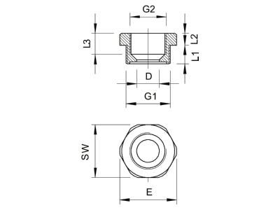 Dimensional drawing 1 OBO 107 R PG29 16 PA Adapter ring M22 5 PG16   M37   PG29
