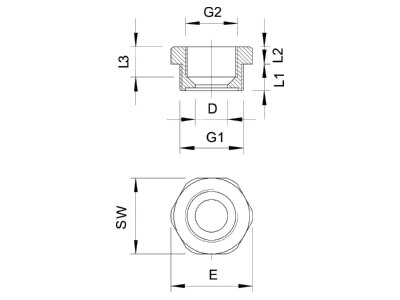 Dimensional drawing 2 OBO 107 R PG29 16 PA Adapter ring M22 5 PG16   M37   PG29
