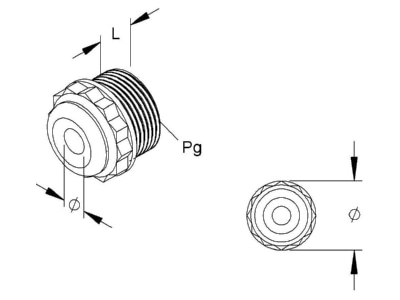 Dimensional drawing Kleinhuis 1485 09 Knock out plug