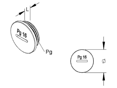 Dimensional drawing Kleinhuis 514 09 Threaded plug PG9