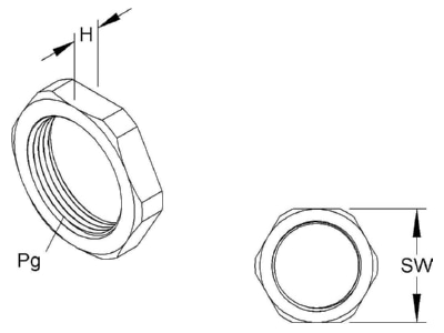 Dimensional drawing Kleinhuis 3420 13 Locknut for cable screw gland PG13