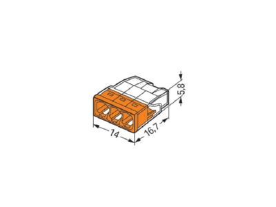 Mazeichnung WAGO 2273 203 Schraubenlose Verbindungsklemme 3x 0 5 2 5 orange 