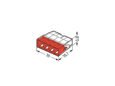 Mazeichnung WAGO 2273 204 Verbindungsdosenklemme 4x 0 5 2 5 rot