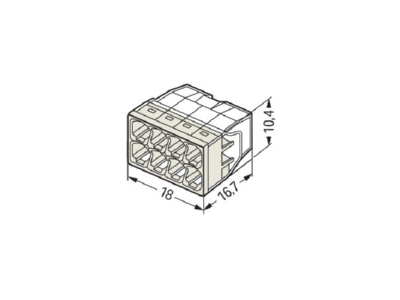 Dimensional drawing WAGO 2273 208 Push in wire connector 8x0 5   2 5mm 