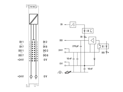 Circuit diagram WAGO 750 1502 Fieldbus digital module 8 In   8 Out