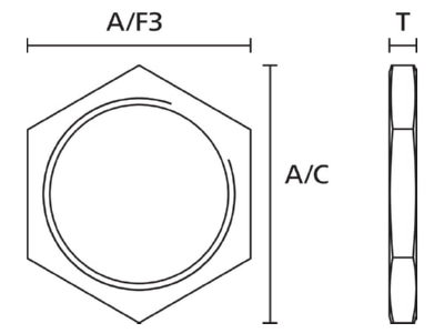Dimensional drawing Hellermann Tyton ALNPB M25 Locknut for cable screw gland M25