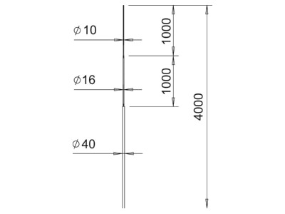 Dimensional drawing 1 OBO 101 3B 4000 Interception rod
