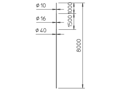 Dimensional drawing 1 OBO 101 3B 8000 Interception rod
