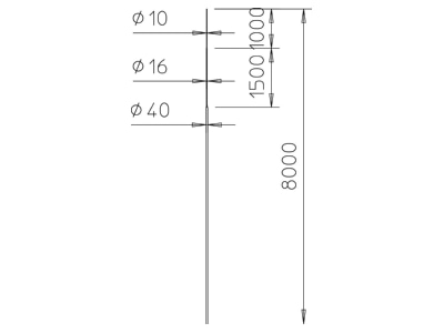 Dimensional drawing 2 OBO 101 3B 8000 Interception rod
