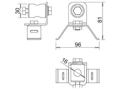 Ma�zeichnung 3 OBO 101 R 16 Iso Combi Rohrbefestigung