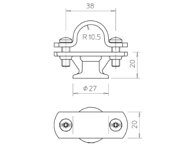 Ma�zeichnung 2 OBO 113 Z 20 Halter f Isolierstange