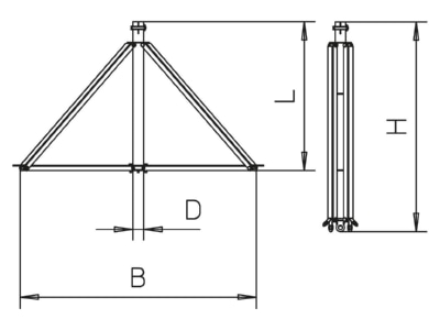 Ma�zeichnung 2 OBO isFang 3B 100 Dreibeinstativ f isol  Fangmast