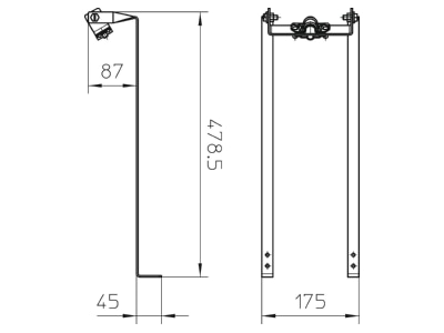 Mazeichnung 1 OBO SD Fix Stangenhalter f Schraegdaecher