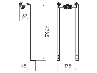 Mazeichnung 2 OBO SD Fix Stangenhalter f Schraegdaecher
