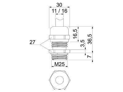 Ma�zeichnung 3 OBO V TEC VM25 EMV Kabelverschraubung