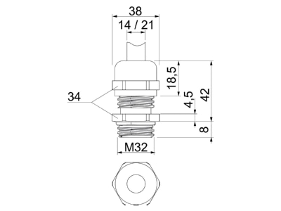 Ma�zeichnung 3 OBO V TEC VM32 EMV Kabelverschraubung