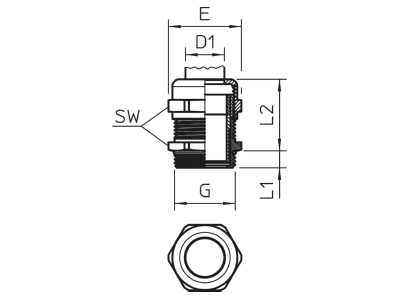 Ma�zeichnung 2 OBO V TEC VM40 EMV Kabelverschraubung