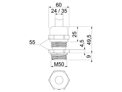 Ma�zeichnung 1 OBO V TEC VM50 EMV Kabelverschraubung