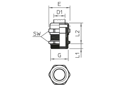 Ma�zeichnung 2 OBO V TEC VM50 EMV Kabelverschraubung