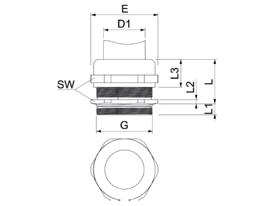 Ma�zeichnung 3 OBO V TEC VM50 EMV Kabelverschraubung