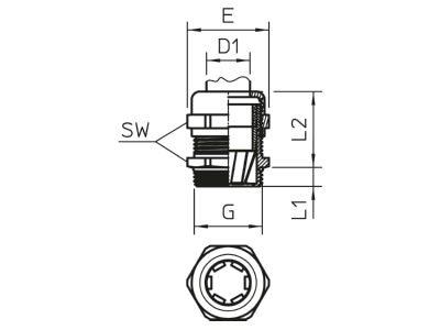 Ma�zeichnung 1 OBO V TEC VM63 EMV K Kabelverschraubung