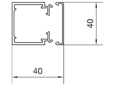 Dimensional drawing Tehalit LF 400400 gr Wireway 40x40mm RAL7030