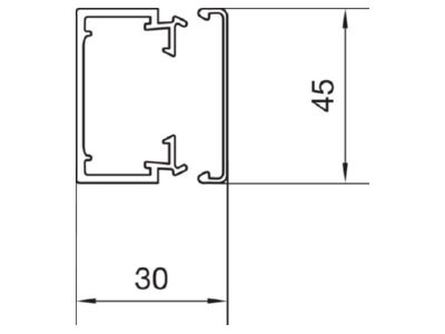 Dimensional drawing Tehalit LF 30045 lgr Wireway 30x45mm RAL7035