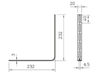 Ma�zeichnung 1 OBO OSG 20x3 FT Schlitzband gebogen 20x3mm  St  FT