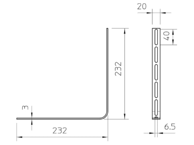 Ma�zeichnung 2 OBO OSG 20x3 FT Schlitzband gebogen 20x3mm  St  FT