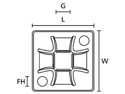 Dimensional drawing 1 Hellermann Tyton QM20A PA66 NA C1 Mounting element for cable tie
